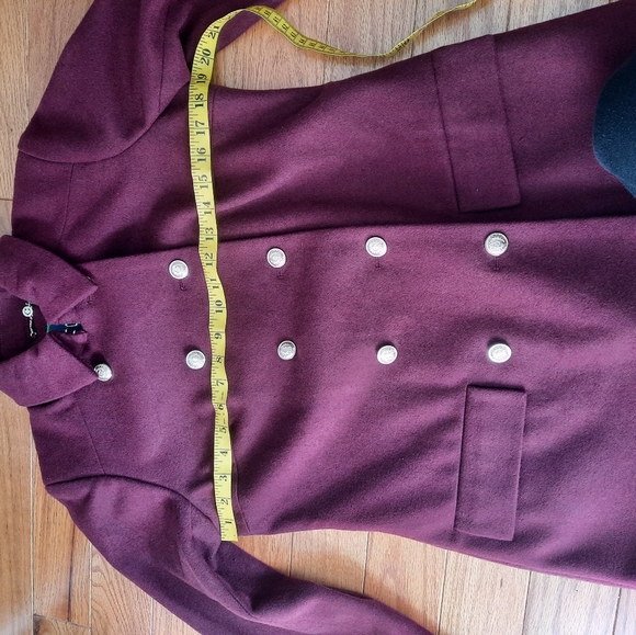 Burgundy embroidered pea coat - Picture 11 of 12